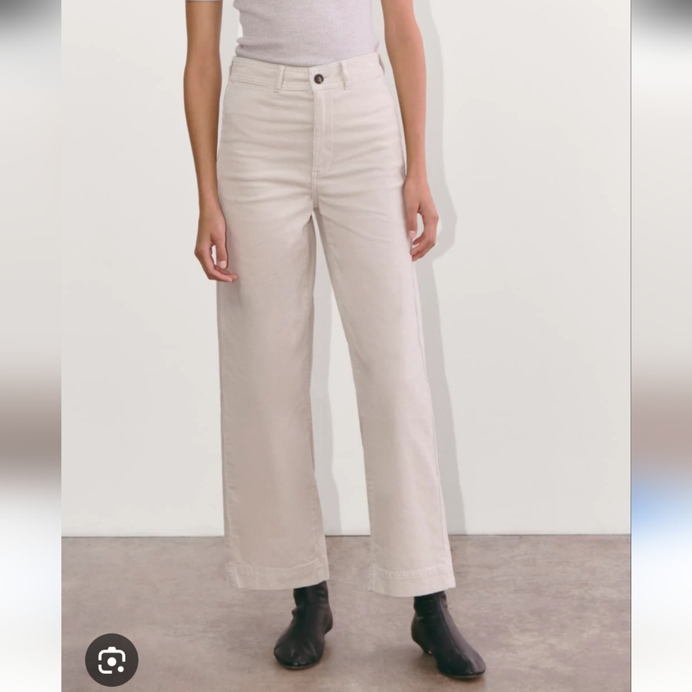 Everlane Wide Leg Pant Corduroy Sz6 Ivory High Rise Stretch‎